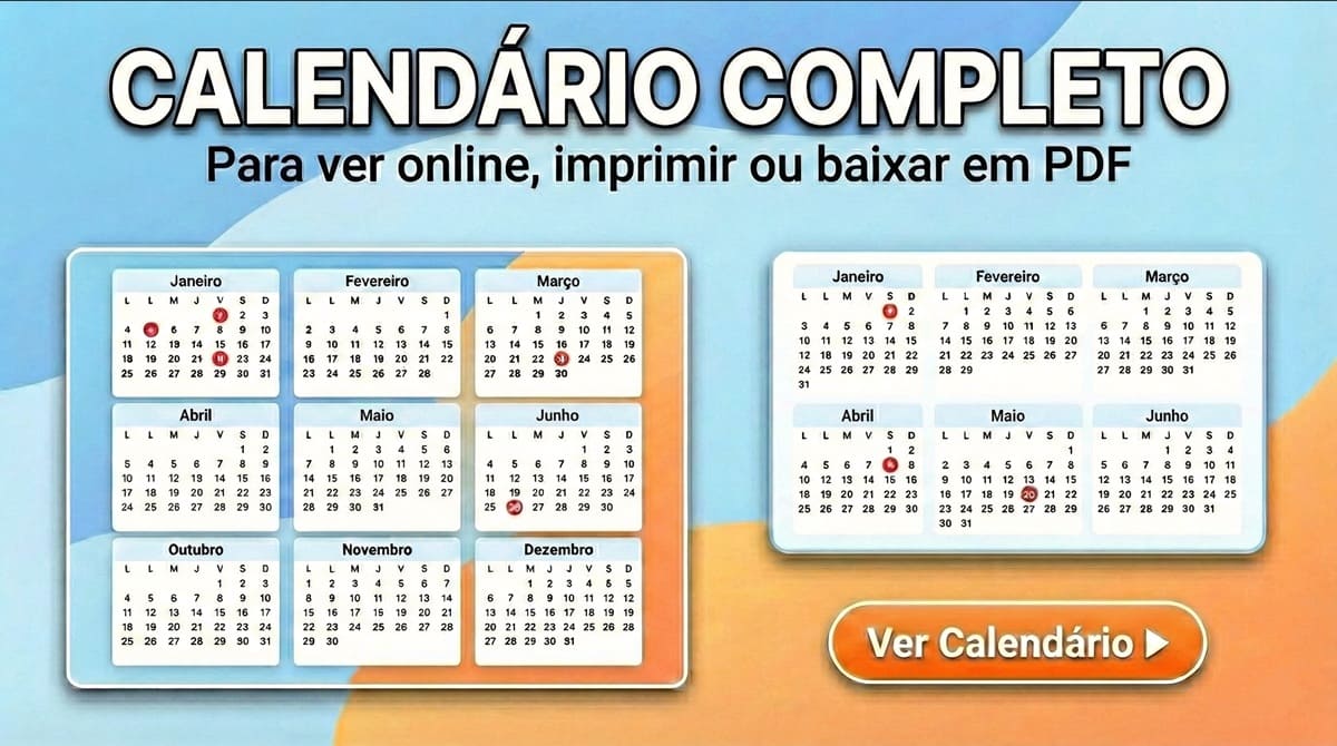 Calendário 2027 completo com feriados e datas comemorativas