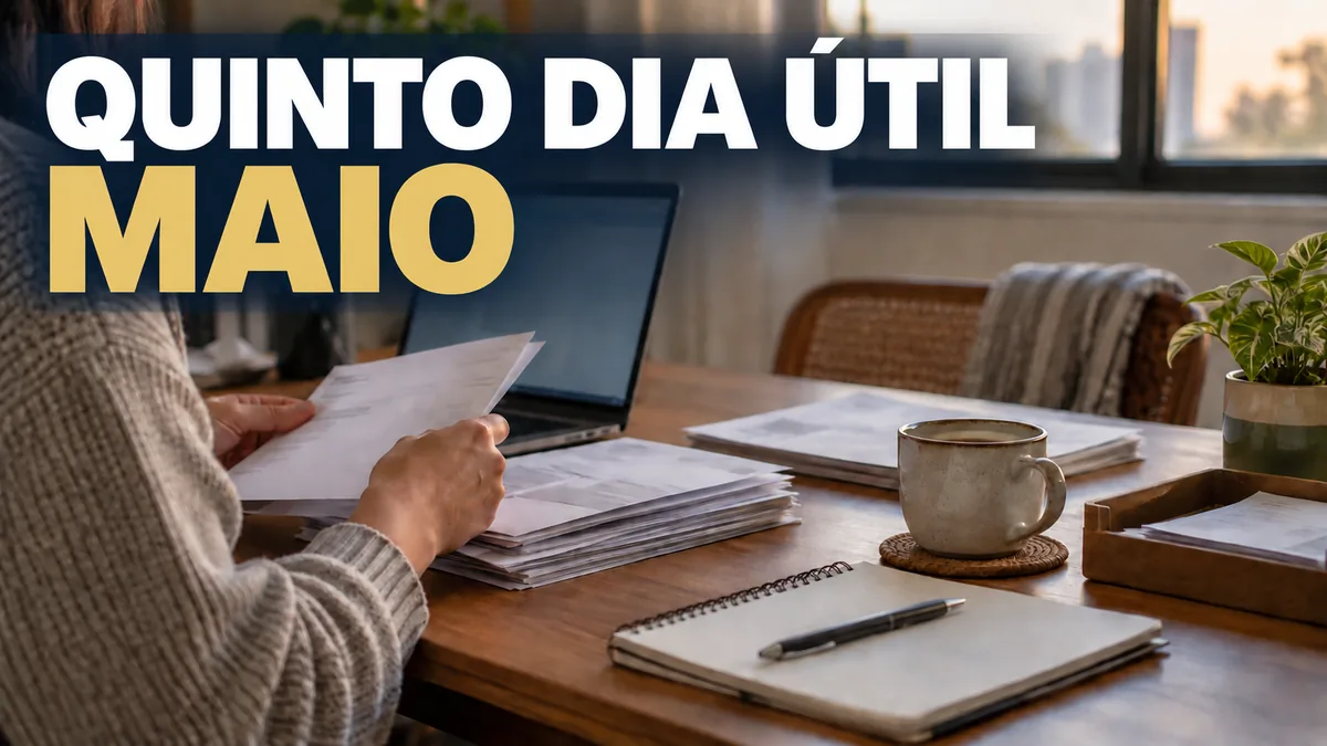 Quinto dia útil de maio: conferência das contas de casa no escritório, no fim da tarde.